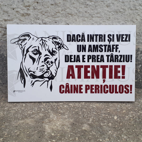 Placa Avertizare Amstaff - 4 variante text