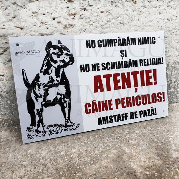 Placa Avertizare Amstaff - 4 variante text